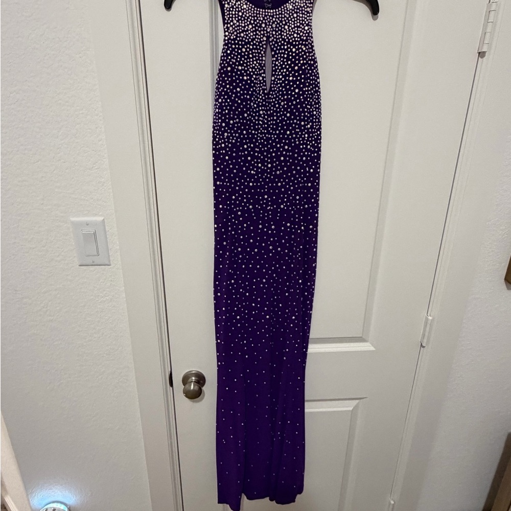 Glamorous Purple Beaded Prom Dress